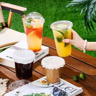 Transparent Wholesale 12/16/24 Oz Disposable PET Product Beverages Plastic Cups 98 mm For Cold Drink