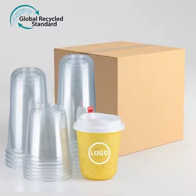 Custom 90 Caliber 500ml PET u shape cup matt disposable frosted plastic disposable cup