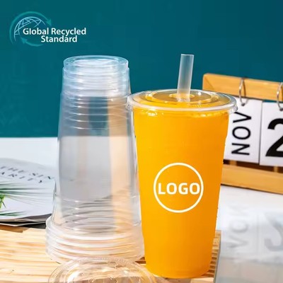 Plastic coffee cup with lid pp plastic cup drink containers milkshake boba cups and lids and straw