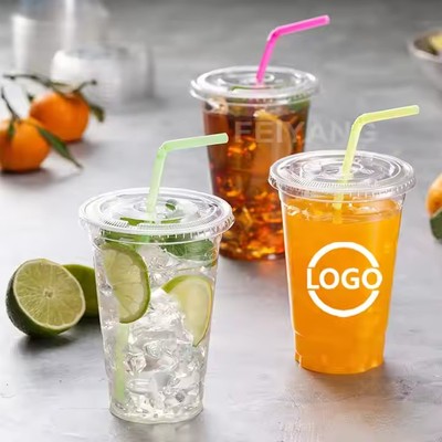 Clear smoothies 10oz 12oz 14oz 16oz 20oz 24oz logo custom printed cold drinking coffee juice plastic