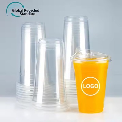 Custom logo printing takeaway cup 16oz 24oz 32oz clear cold drink PP disposable plastic cups with li